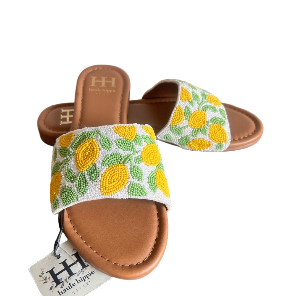 Haute Hippie Lemon Beaded Women's Sandal Size 7.5 #B1956 - Picture 1 of 9